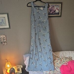 Blue Floral Maxi Dress Vintage Jessica Howard